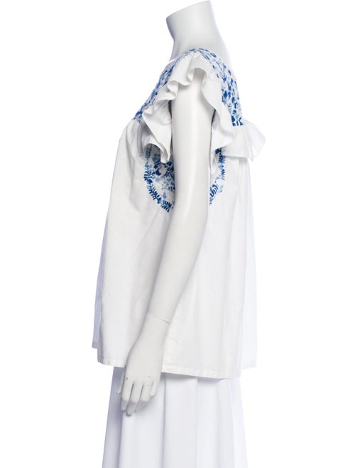 Mi Golondrina Floral Print Bateau Neckline Blouse