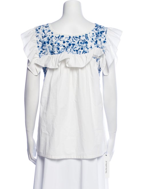 Mi Golondrina Floral Print Bateau Neckline Blouse