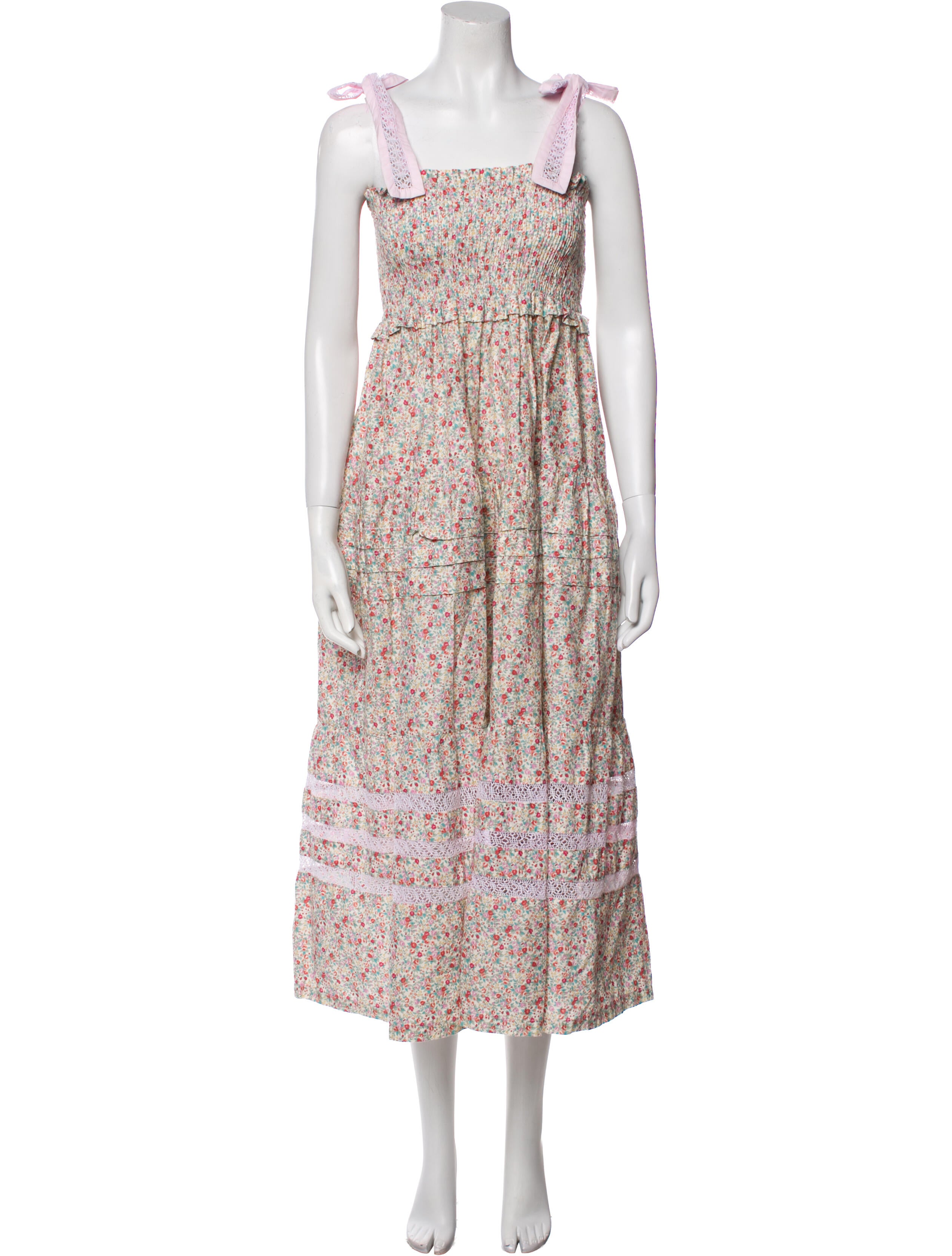 Mi Golondrina Floral Print Knee-Length Dress