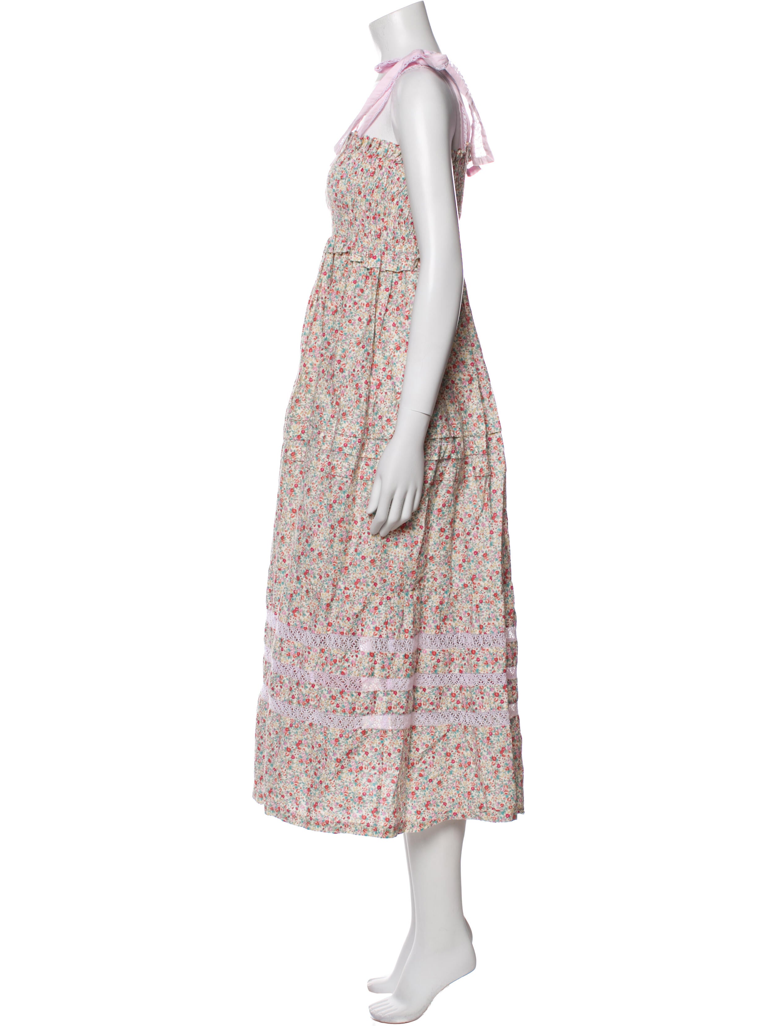 Mi Golondrina Floral Print Knee-Length Dress