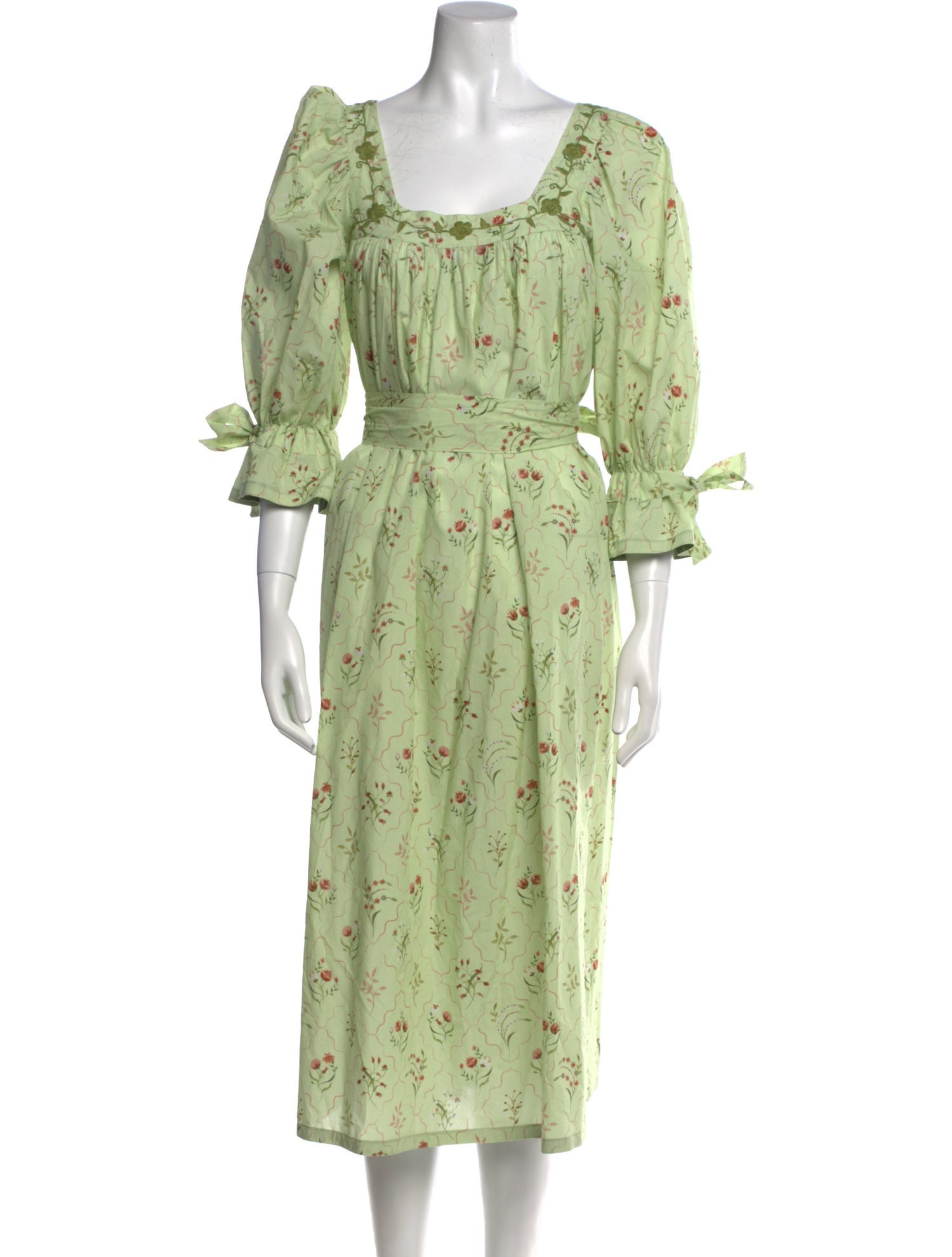 Mi Golondrina Floral Print Midi Length Dress