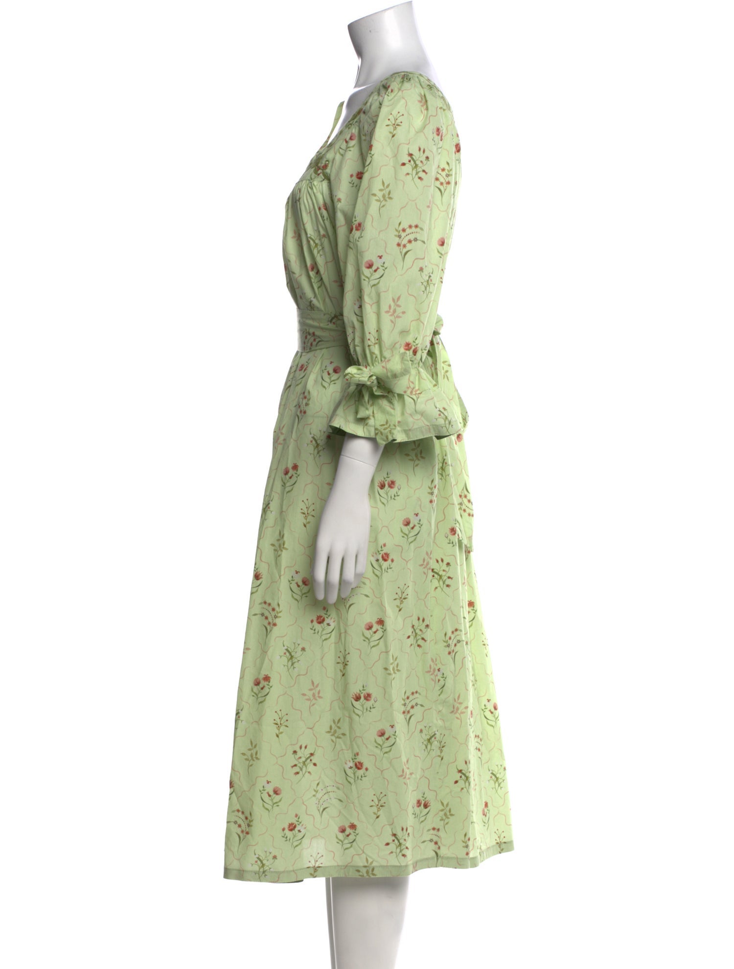 Mi Golondrina Floral Print Midi Length Dress