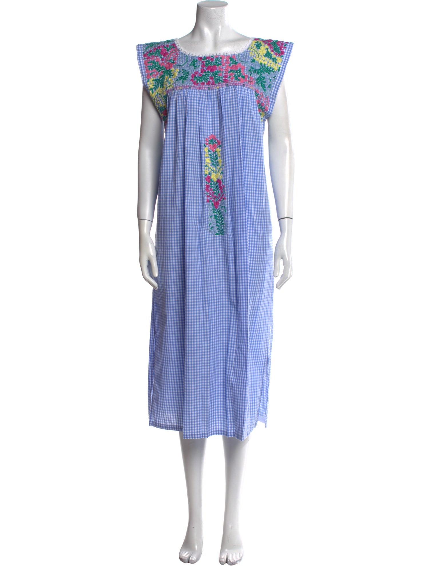 Mi Golondrina Plaid Print Midi Length Dress