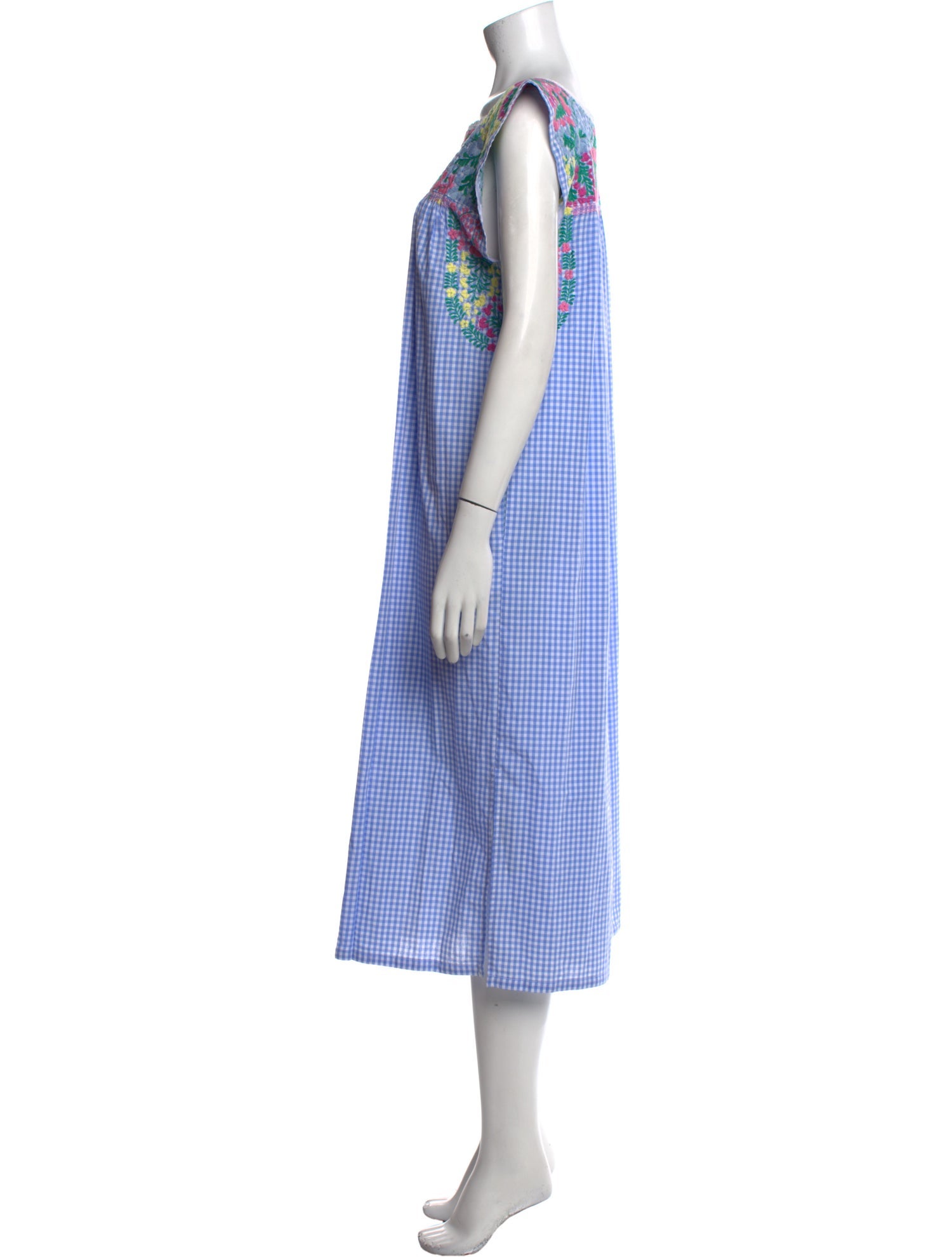 Mi Golondrina Plaid Print Midi Length Dress