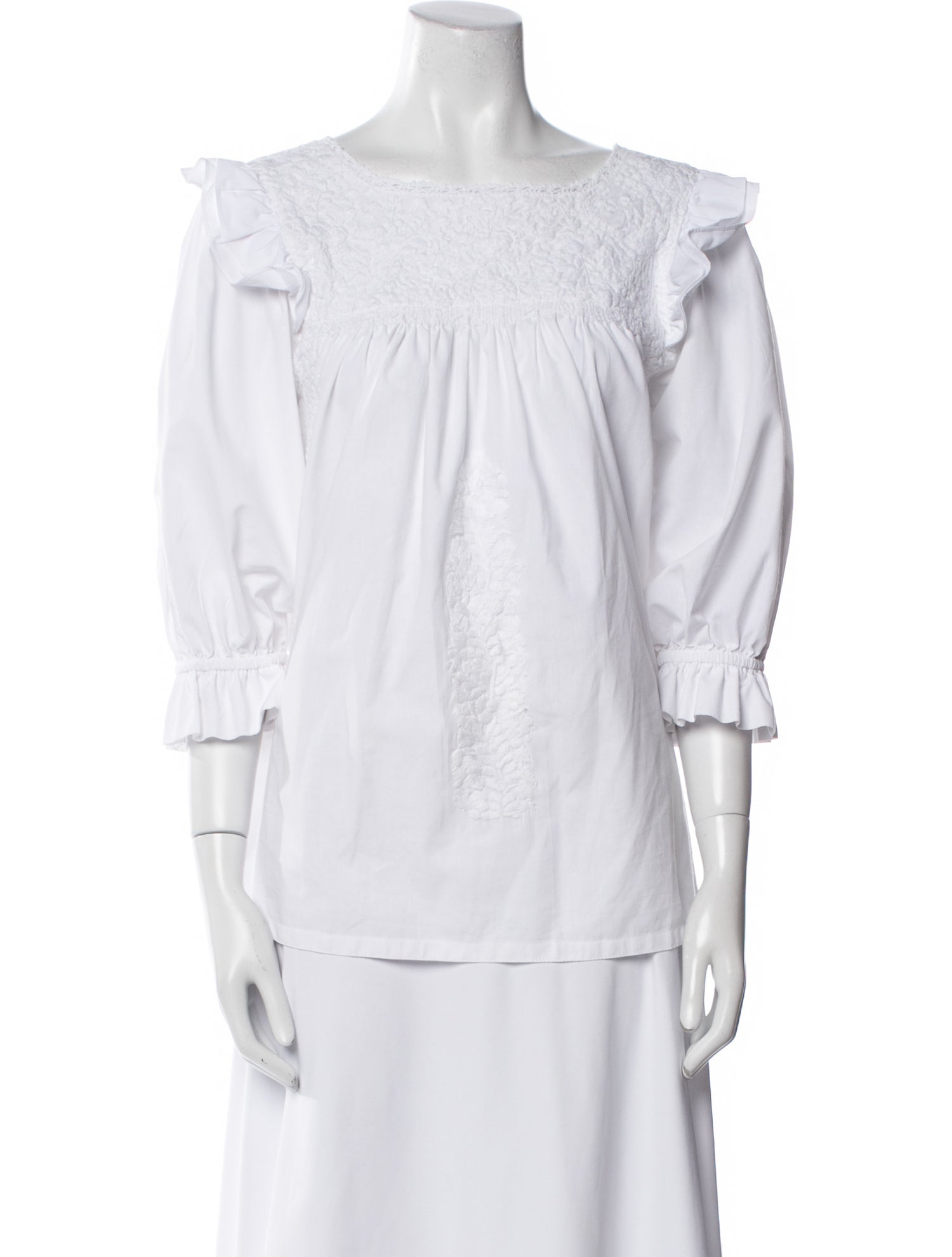 Mi Golondrina Crew Neck Three-Quarter Sleeve Blouse