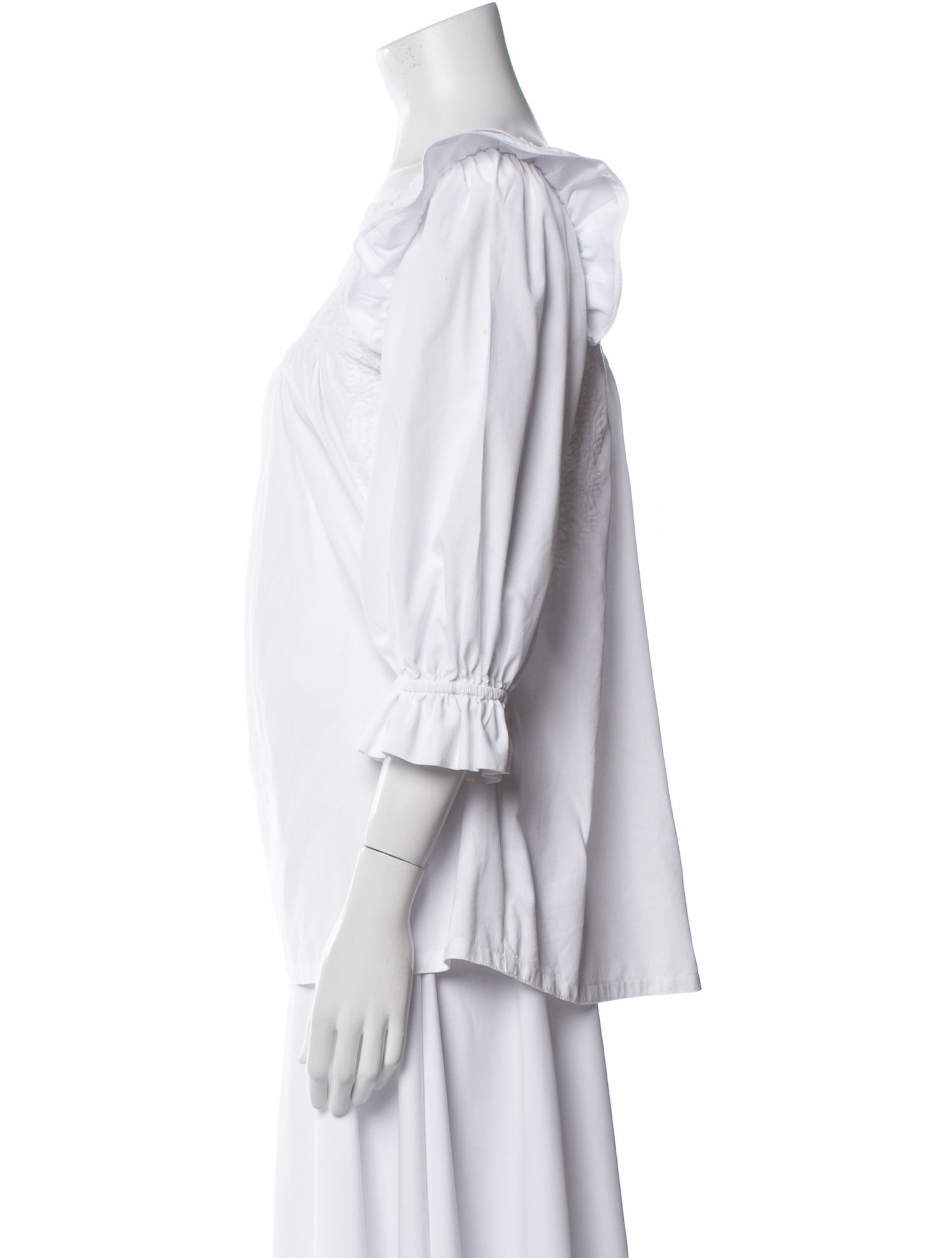 Mi Golondrina Crew Neck Three-Quarter Sleeve Blouse