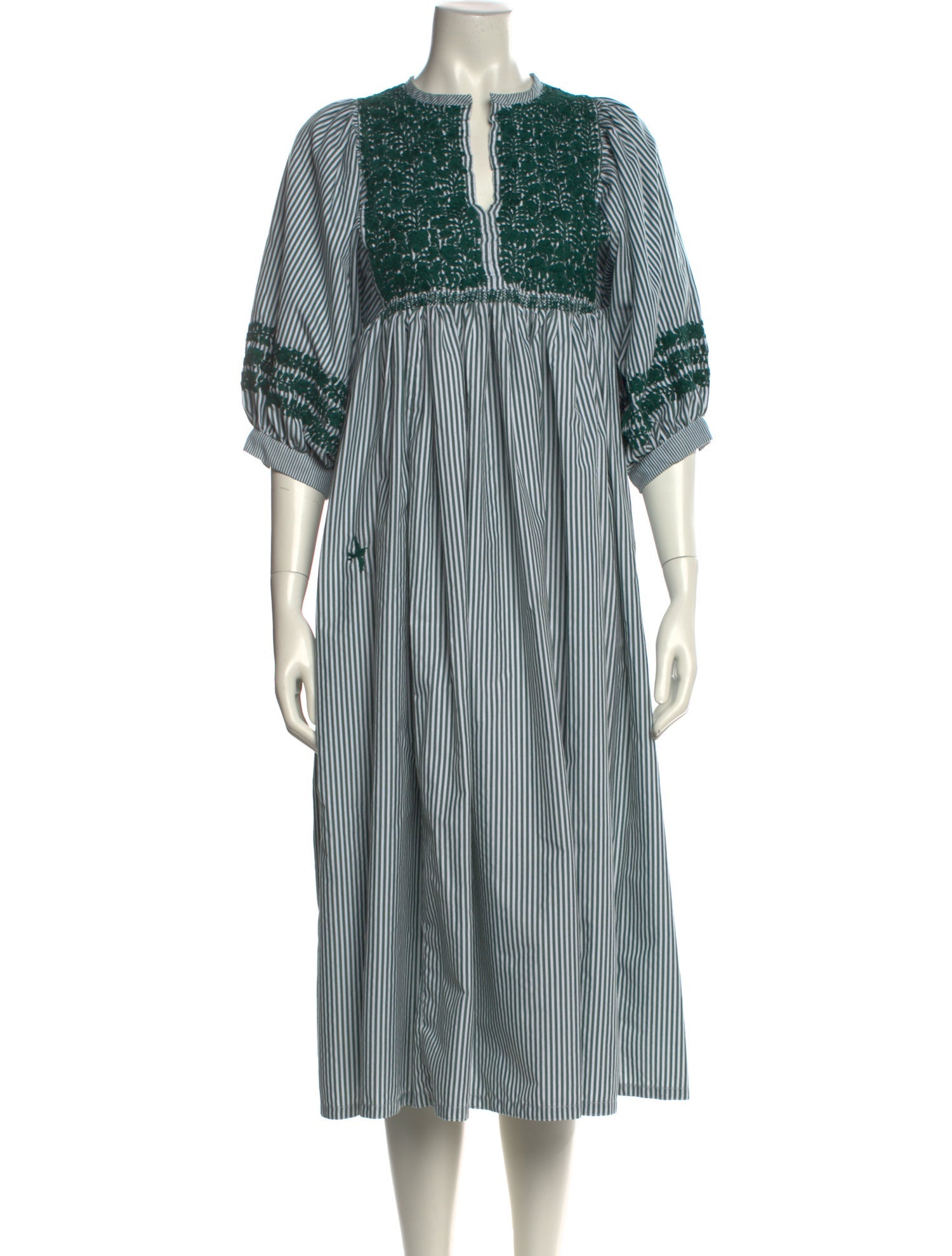 Mi Golondrina Striped Midi Length Dress