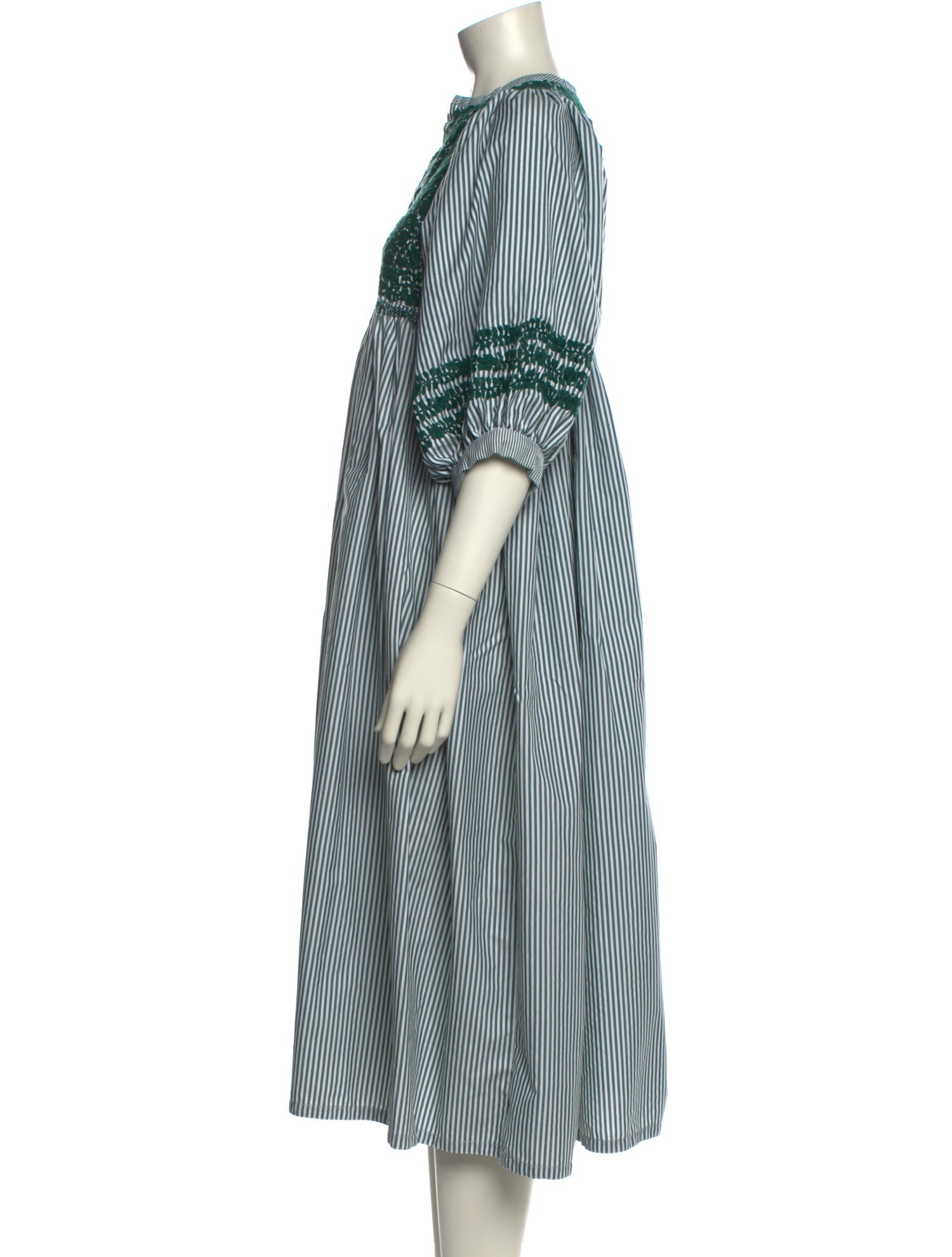 Mi Golondrina Striped Midi Length Dress