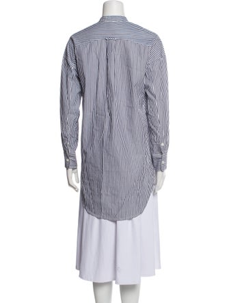 Alex Mill Striped Mock Neck Button-Up Top