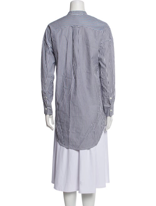 Alex Mill Striped Mock Neck Button-Up Top