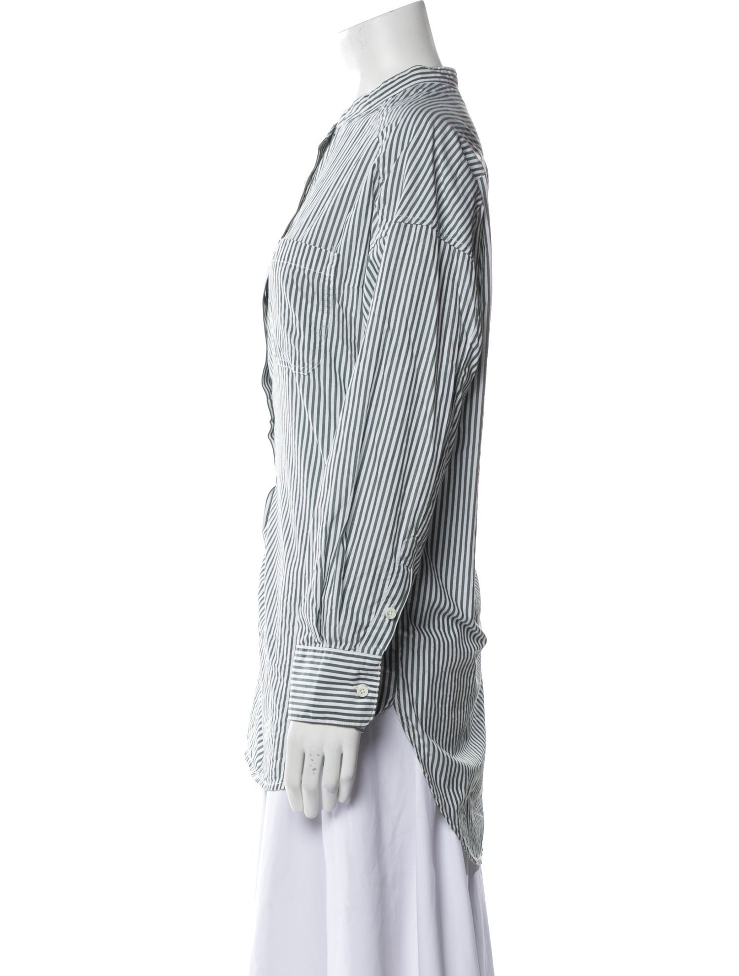 Alex Mill Striped Mock Neck Button-Up Top