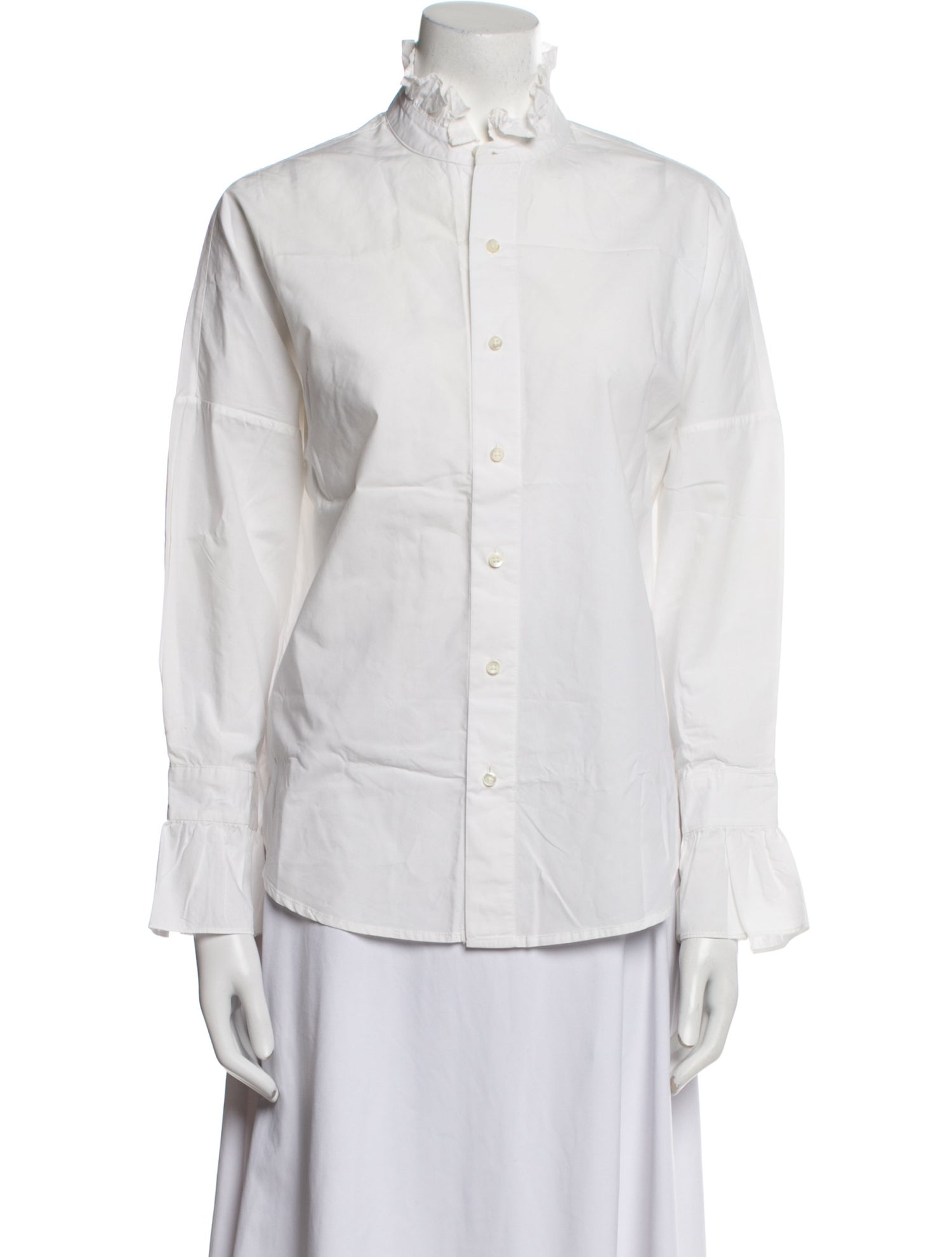 Alex Mill Mock Neck Long Sleeve Button-Up Top