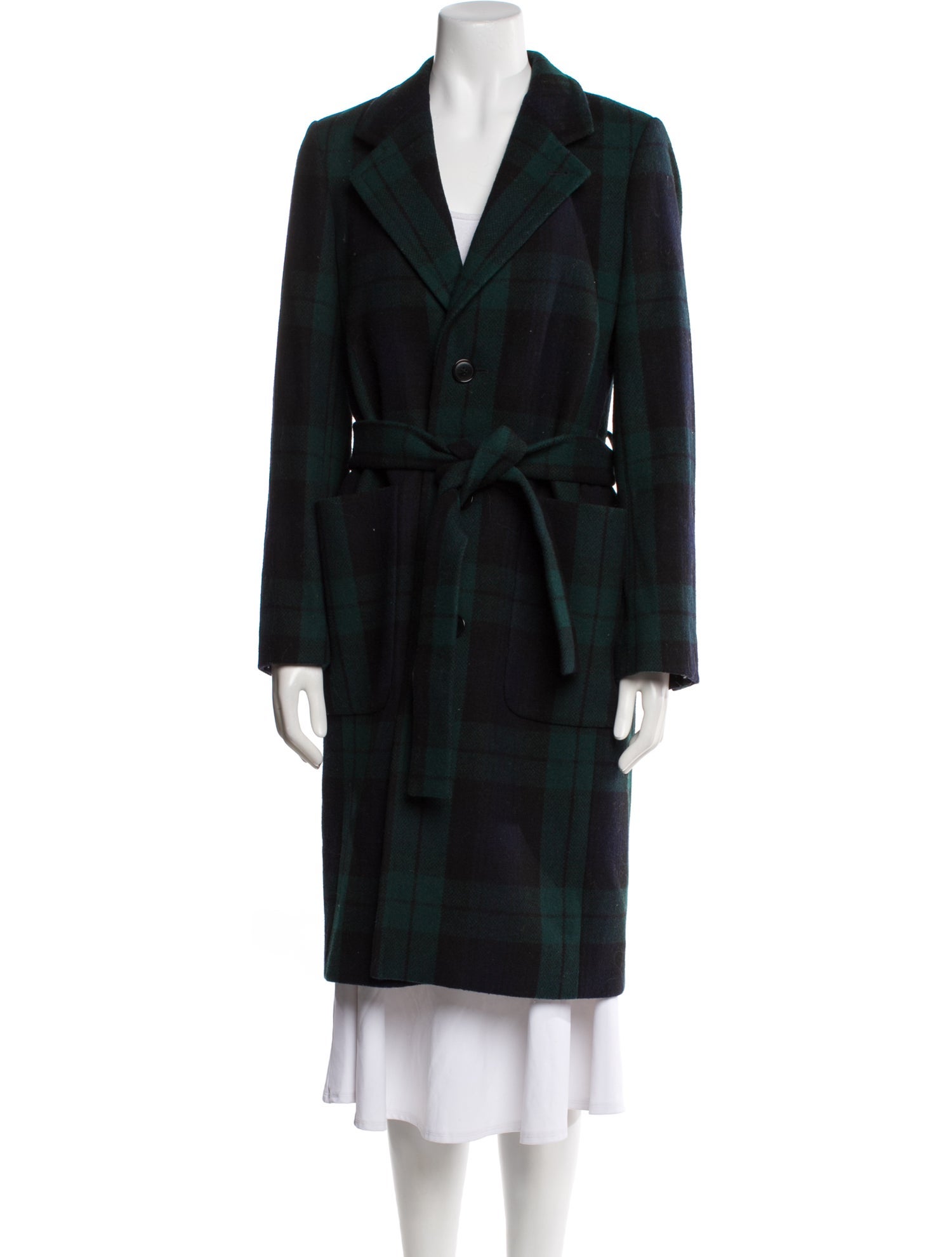 Alex Mill Wool Plaid Print Trench Coat