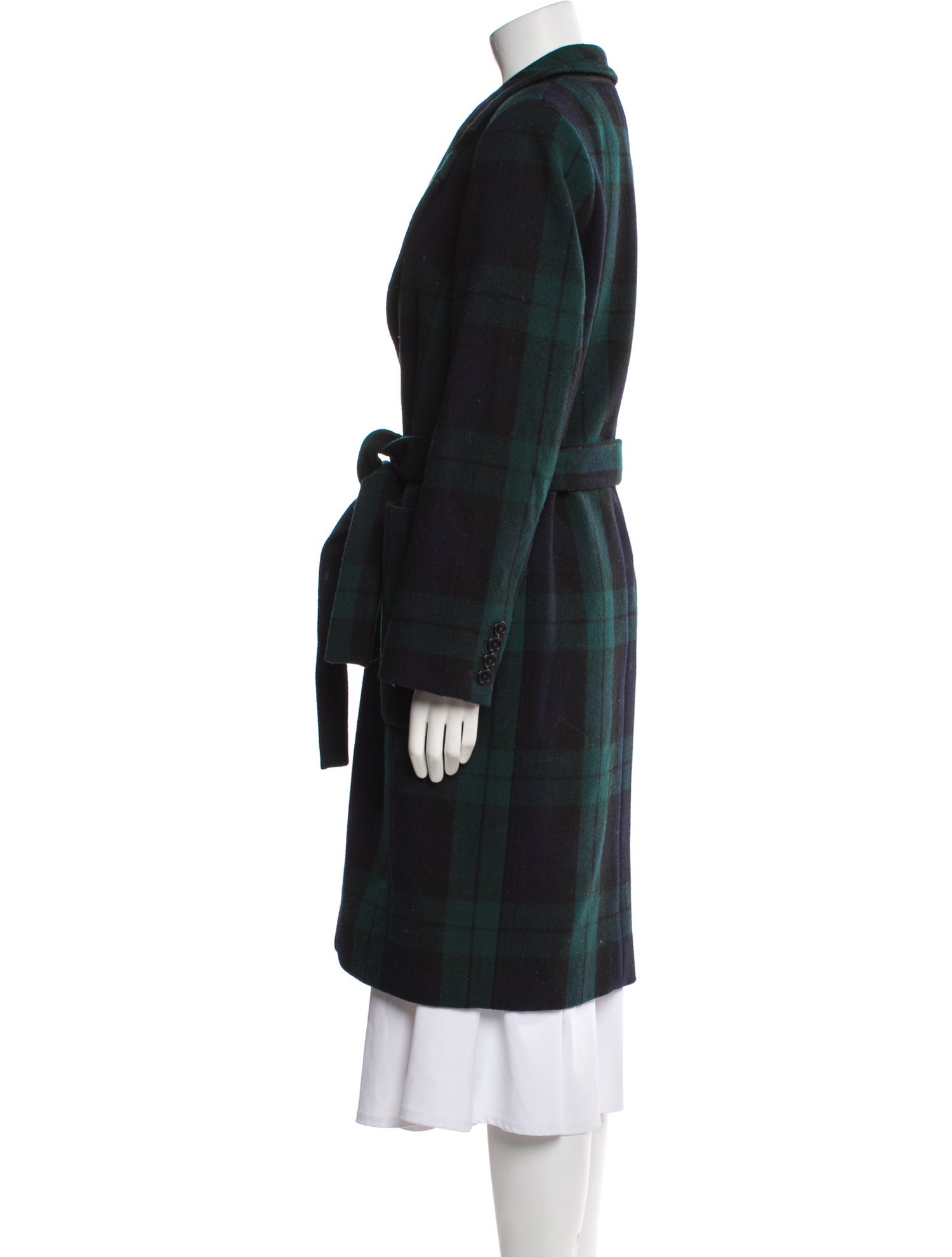 Alex Mill Wool Plaid Print Trench Coat