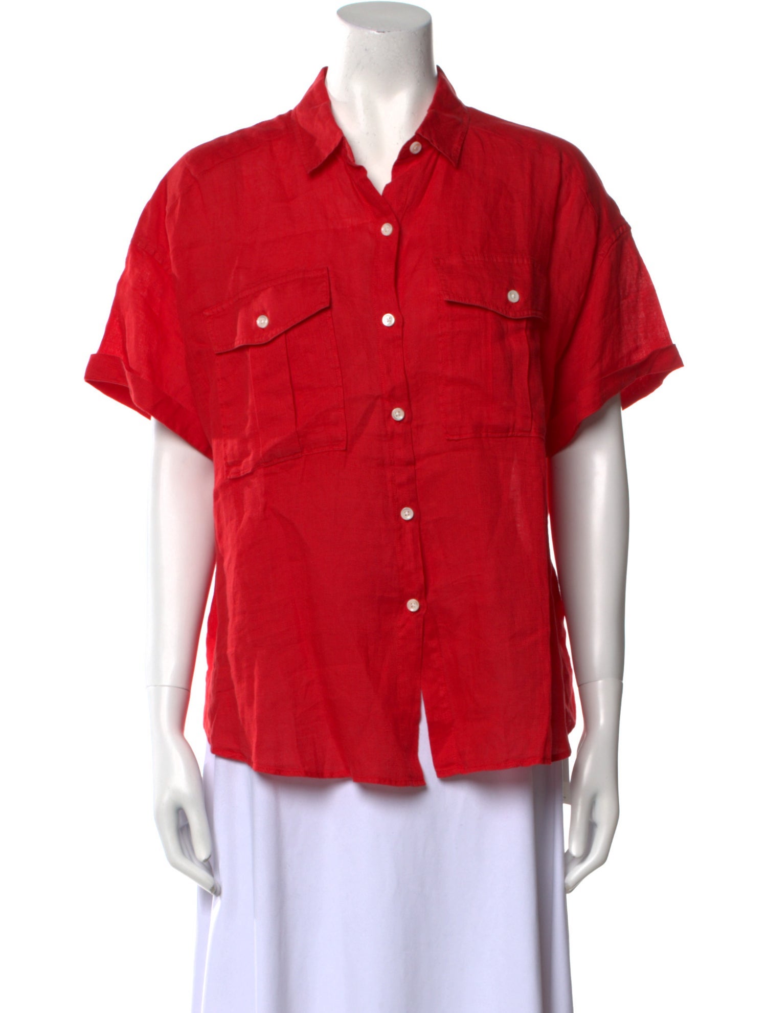 Alex Mill Linen Short Sleeve Button-Up Top