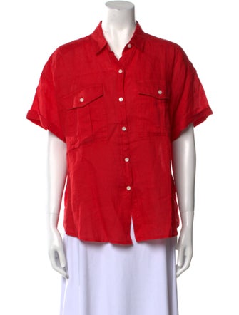 Alex Mill Linen Short Sleeve Button-Up Top