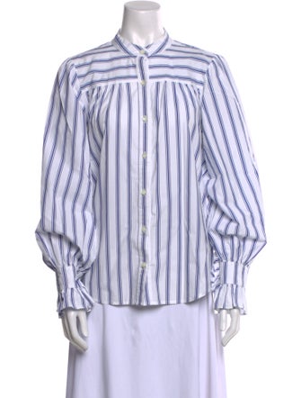 Alex Mill Striped Mock Neck Button-Up Top