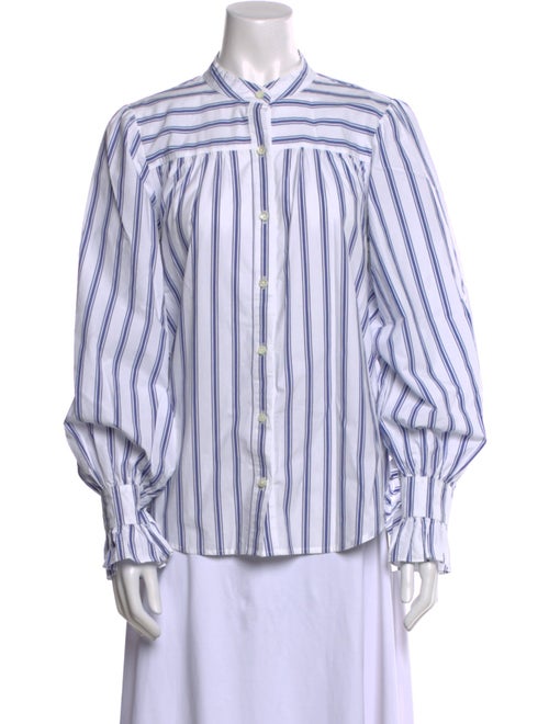Alex Mill Striped Mock Neck Button-Up Top