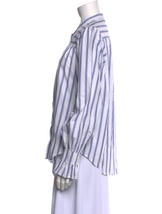 Alex Mill Striped Mock Neck Button-Up Top