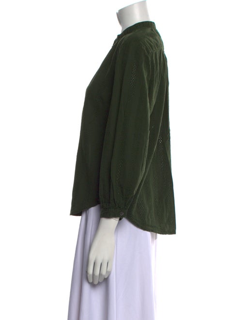 Alex Mill Mock Neck Three-Quarter Sleeve Button-Up Top