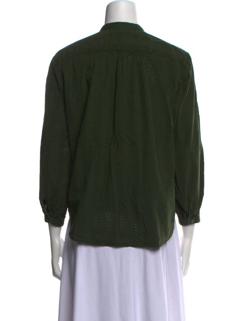 Alex Mill Mock Neck Three-Quarter Sleeve Button-Up Top