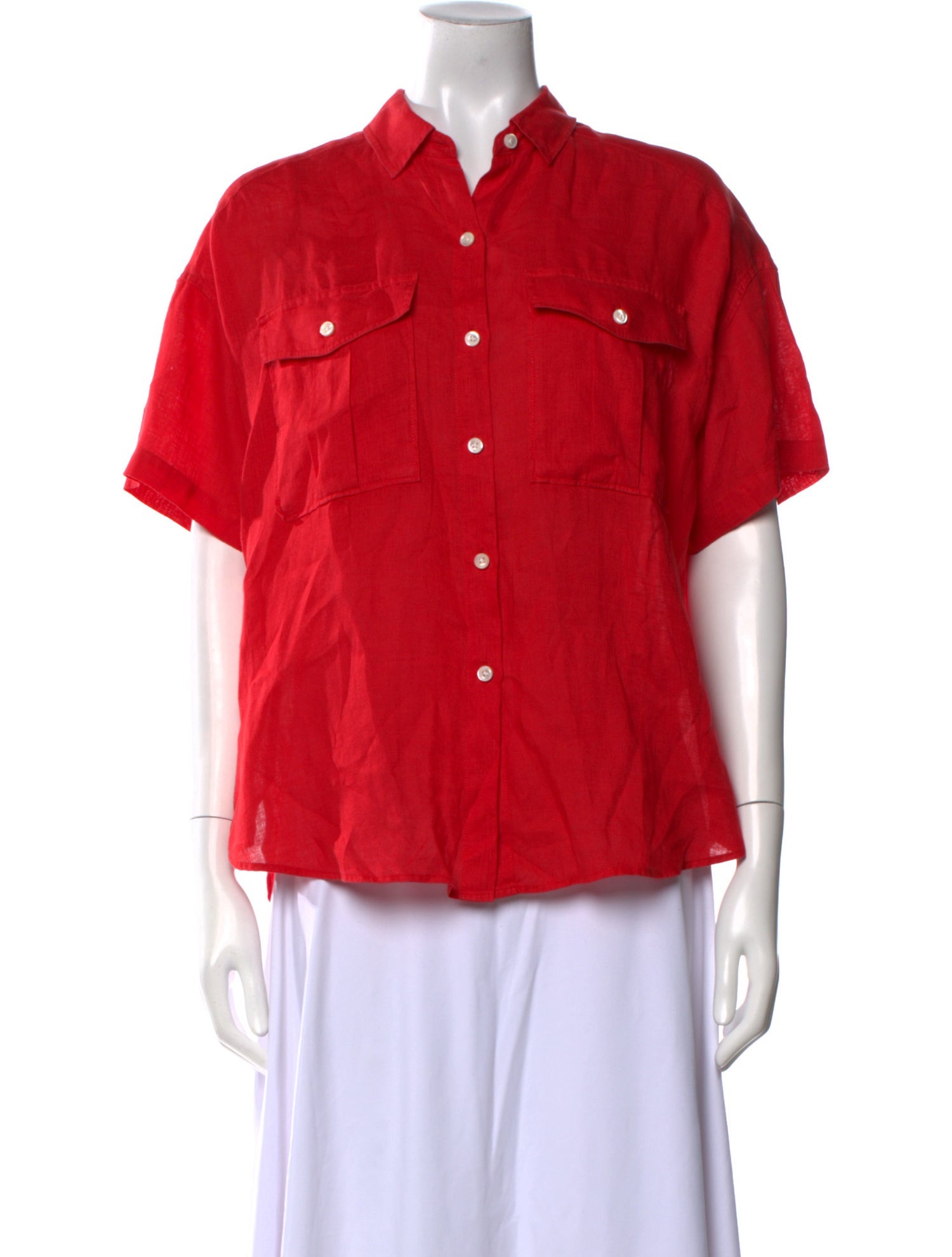 Alex Mill Linen Short Sleeve Button-Up Top
