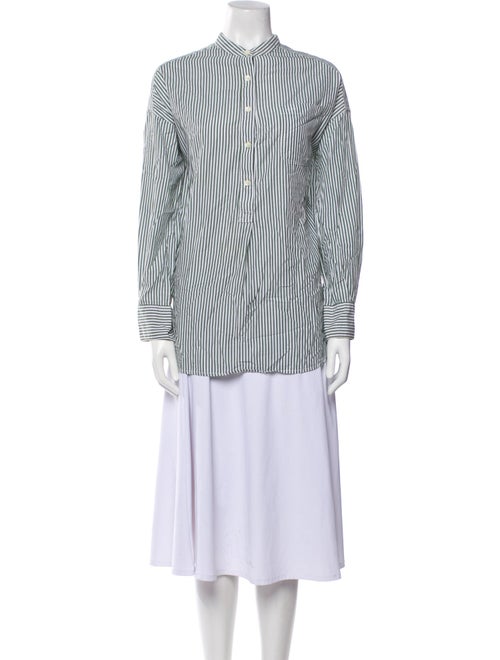 Alex Mill Striped Mock Neck Button-Up Top