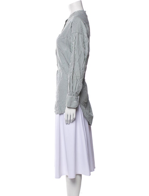 Alex Mill Striped Mock Neck Button-Up Top