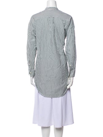 Alex Mill Striped Mock Neck Button-Up Top