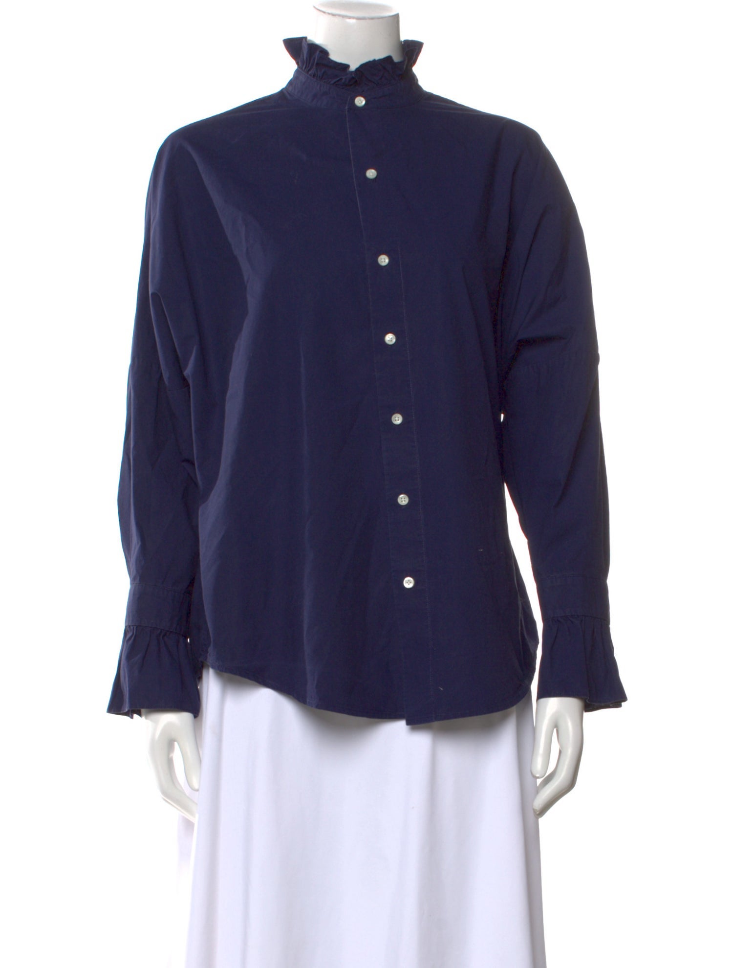 Alex Mill Mock Neck Long Sleeve Button-Up Top