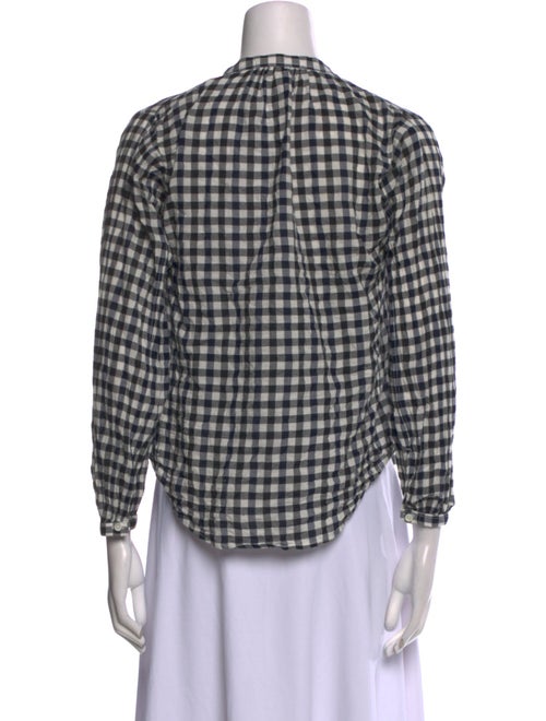 Alex Mill Plaid Print Mock Neck Button-Up Top
