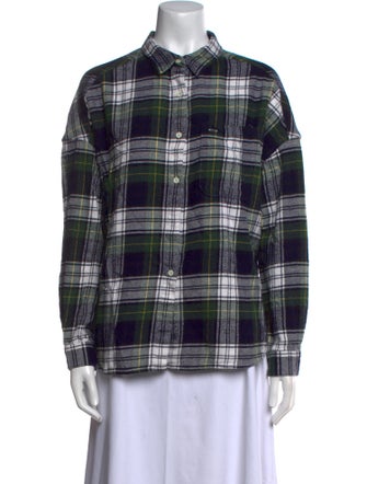 Alex Mill Plaid Print Long Sleeve Button-Up Top