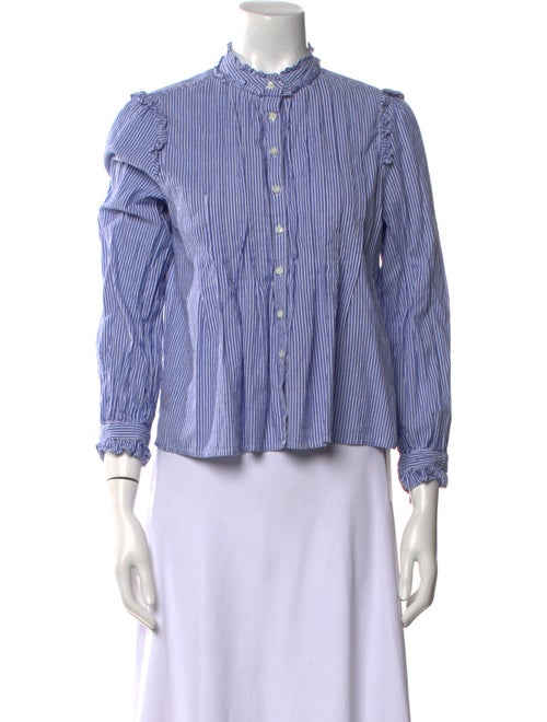Alex Mill Striped Mock Neck Button-Up Top