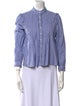 Alex Mill Striped Mock Neck Button-Up Top