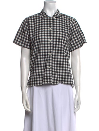 Alex Mill Plaid Print Short Sleeve Button-Up Top
