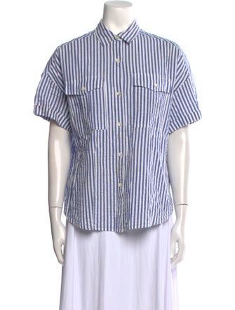 Alex Mill Striped Short Sleeve Button-Up Top