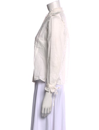 Alex Mill Striped Mock Neck Button-Up Top