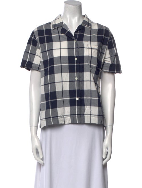 Alex Mill Plaid Print Short Sleeve Button-Up Top