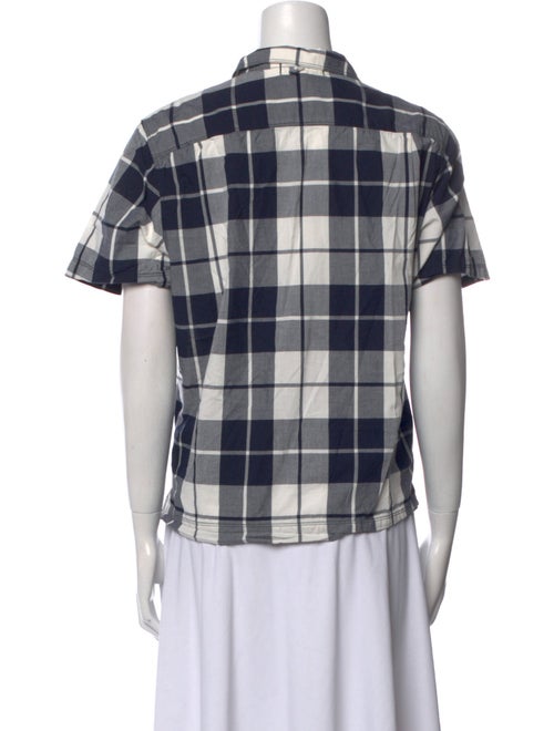 Alex Mill Plaid Print Short Sleeve Button-Up Top