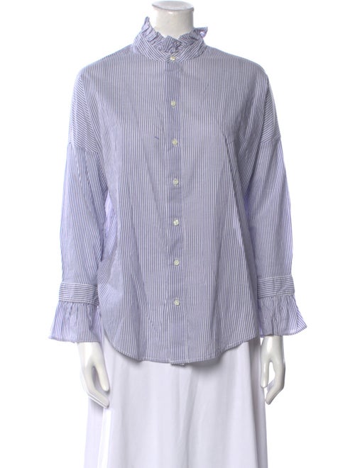 Alex Mill Striped Mock Neck Button-Up Top