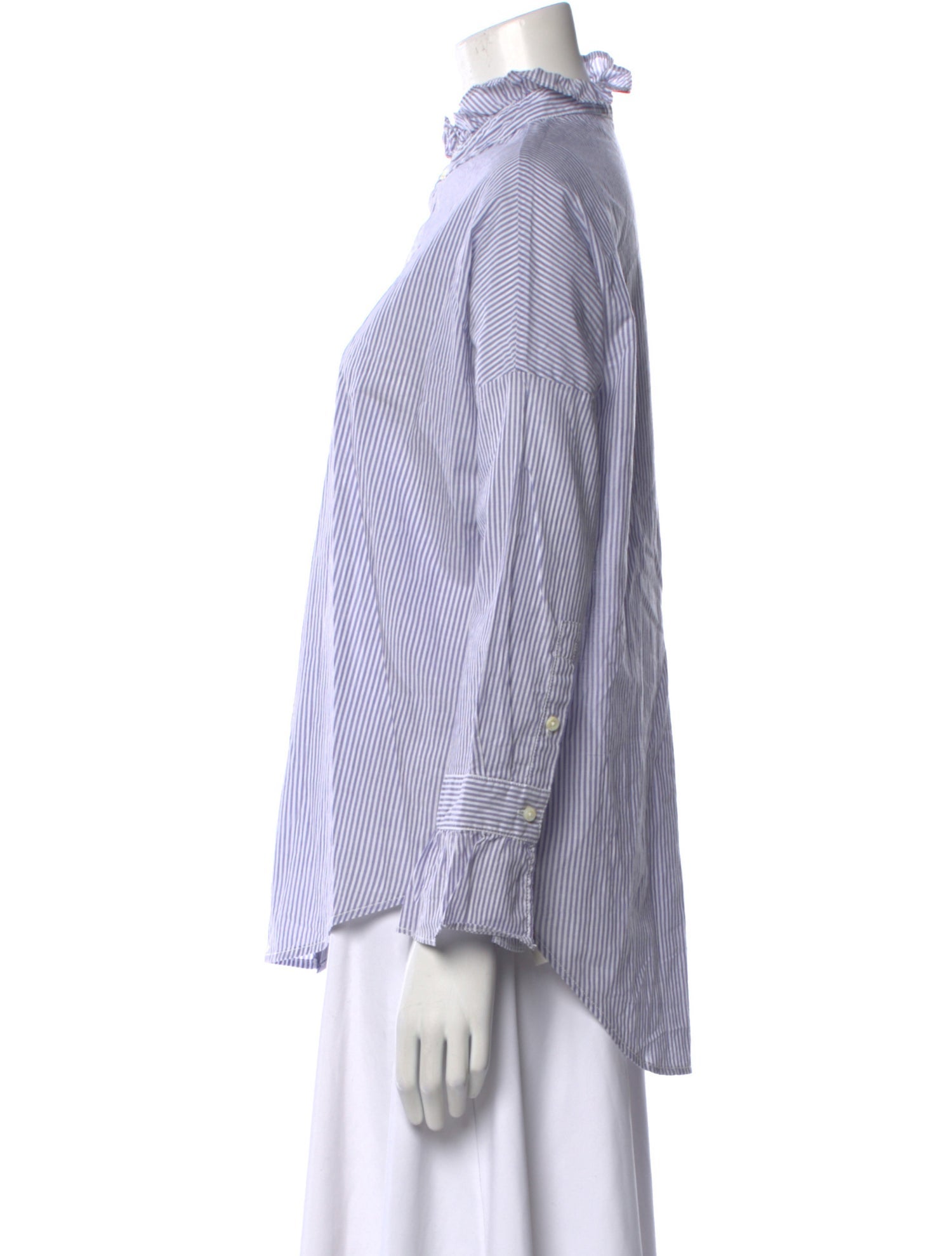 Alex Mill Striped Mock Neck Button-Up Top