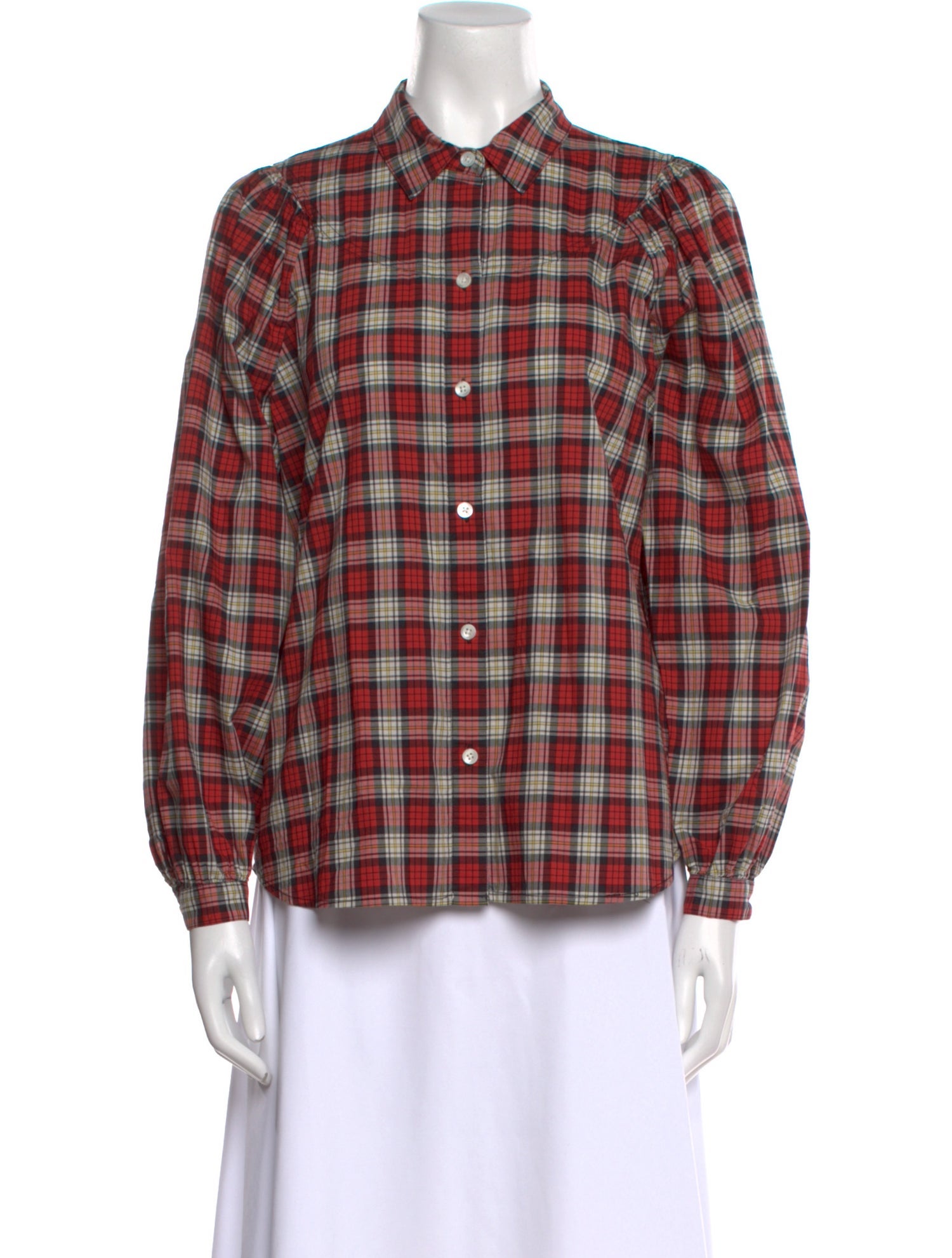 Alex Mill Plaid Print Long Sleeve Button-Up Top