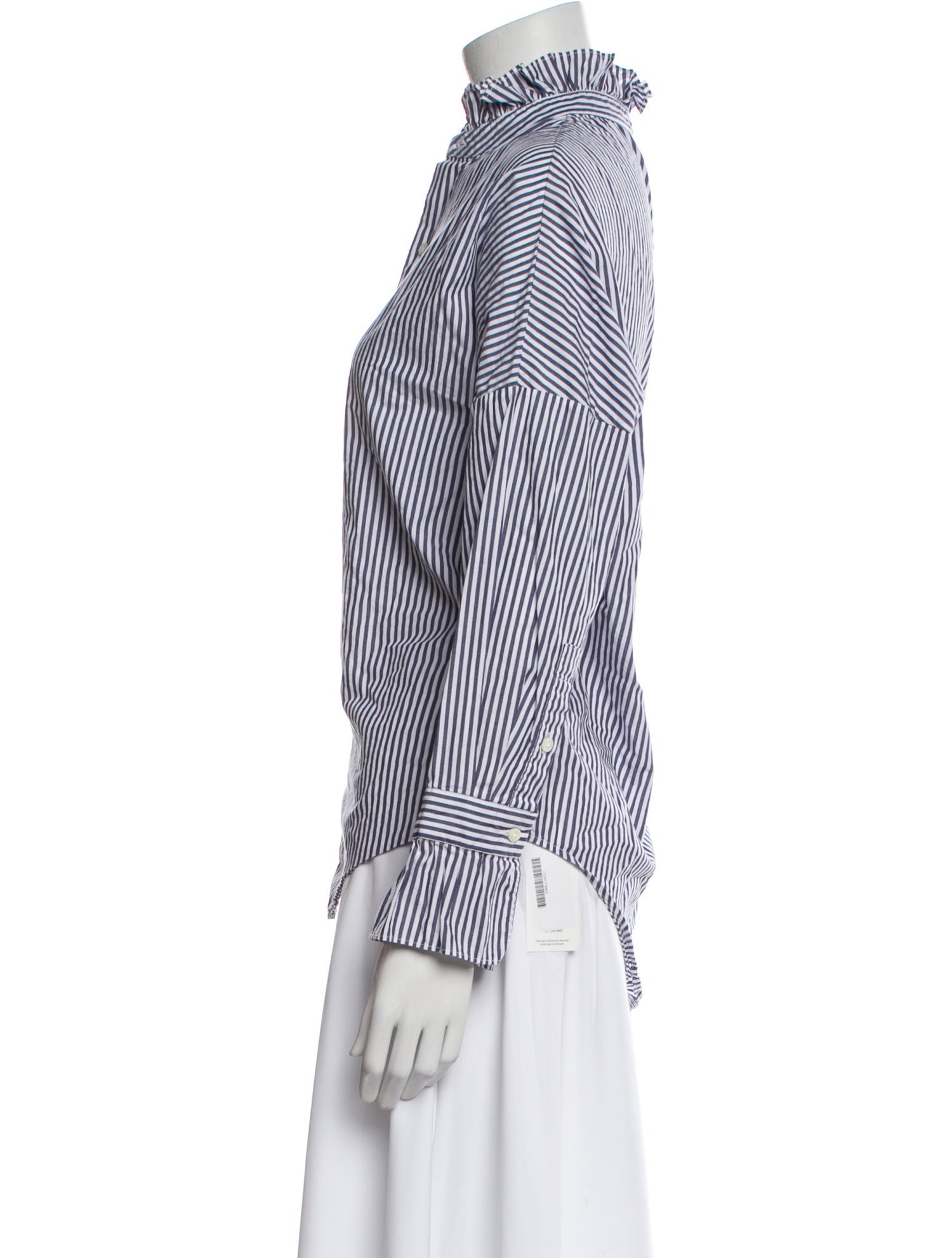 Alex Mill Striped Mock Neck Button-Up Top