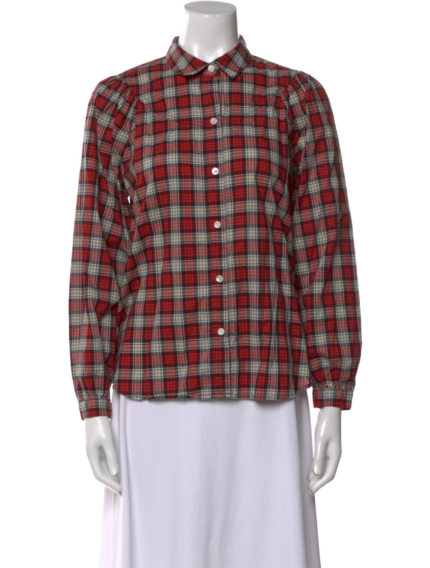 Alex Mill Plaid Print Long Sleeve Button-Up Top
