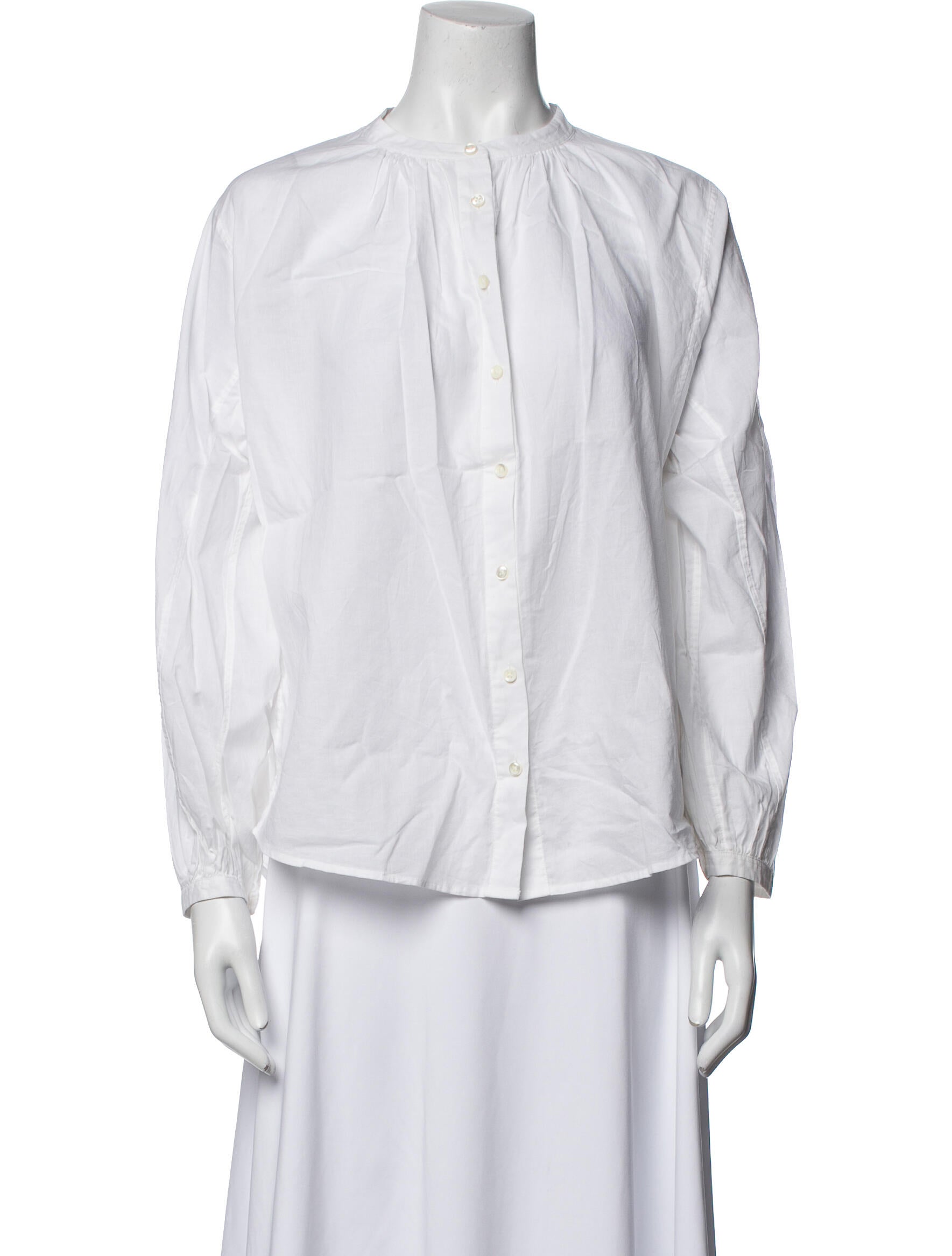 Alex Mill Mock Neck Three-Quarter Sleeve Button-Up Top