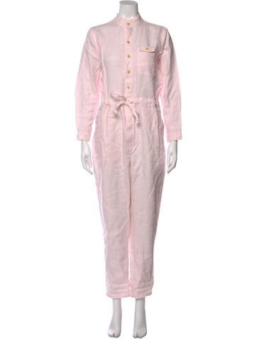 Pre-owned Alex Mill Linen Mock Neck Jumpsuit In Pink