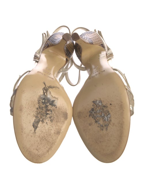 Mima Embossed Leather T-Strap Sandals