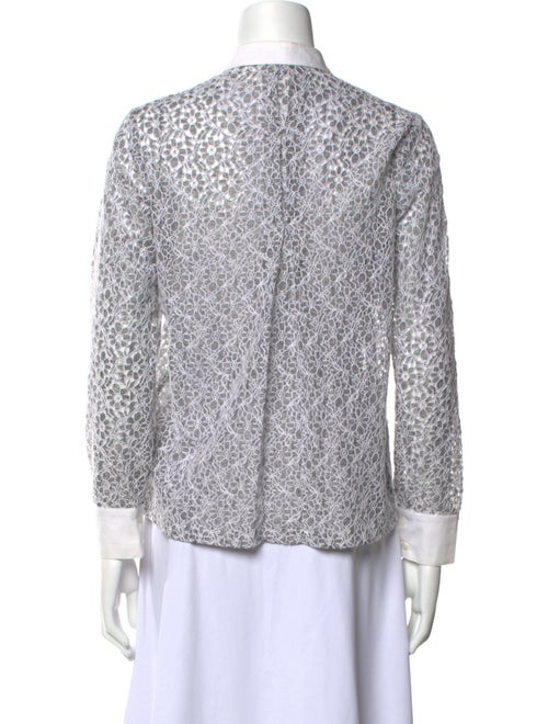 Mignon Doo Lace Pattern Long Sleeve Button-Up Top