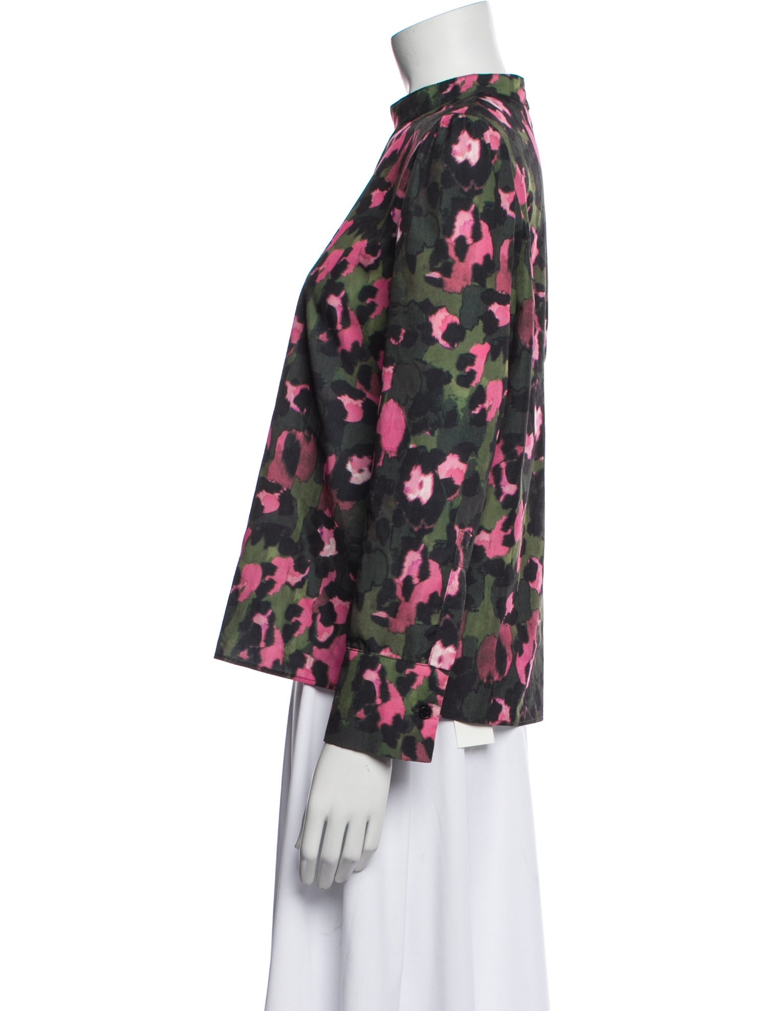 Mignon Doo Floral Print Mock Neck Blouse