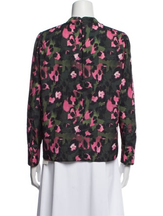 Mignon Doo Floral Print Mock Neck Blouse